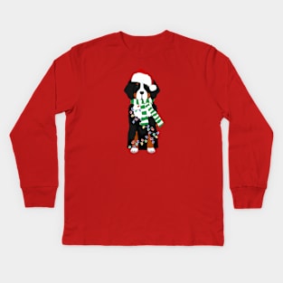 Bernese Mt Dog Christmas Lights Kids Long Sleeve T-Shirt